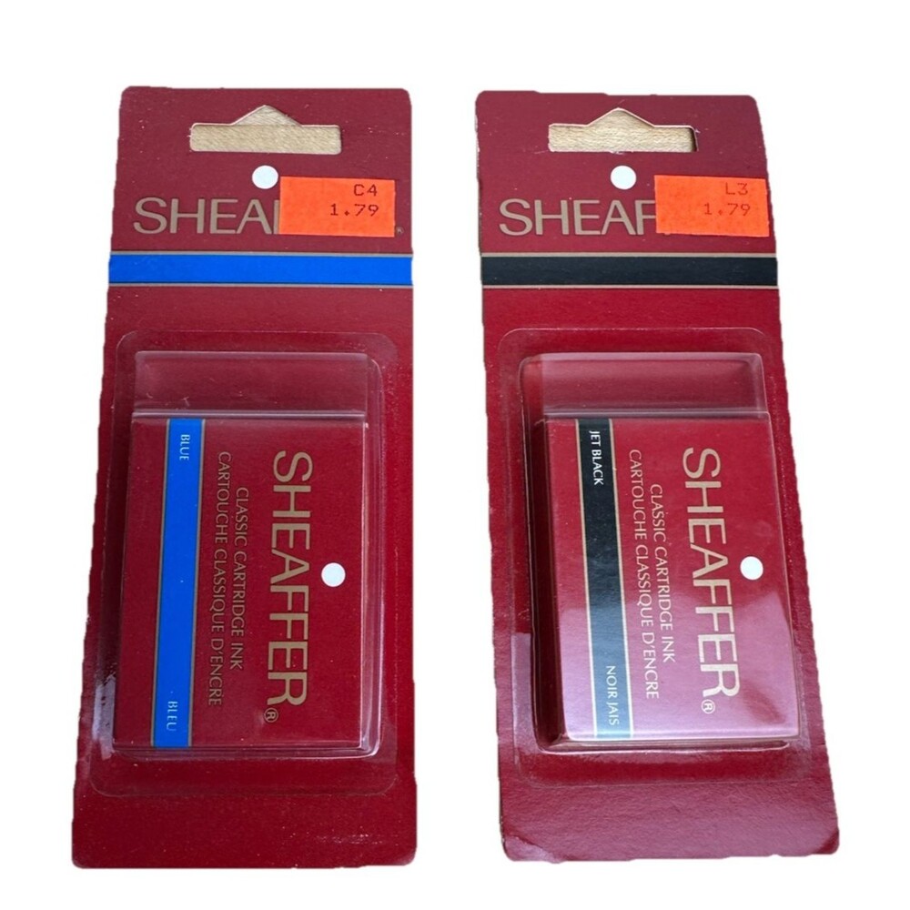 Vintage Sheaffer Ink Cartridges Blue & Jet Black Sealed USA 2 Packs 10 Total